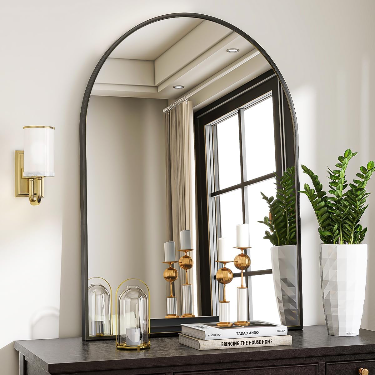 Arched Wall Mirror, 30 x 38 inch Modern Bathroom Vanity Mirror