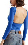 Women Backless Going Out Tops Double Lined Open Back - Long Sleeve