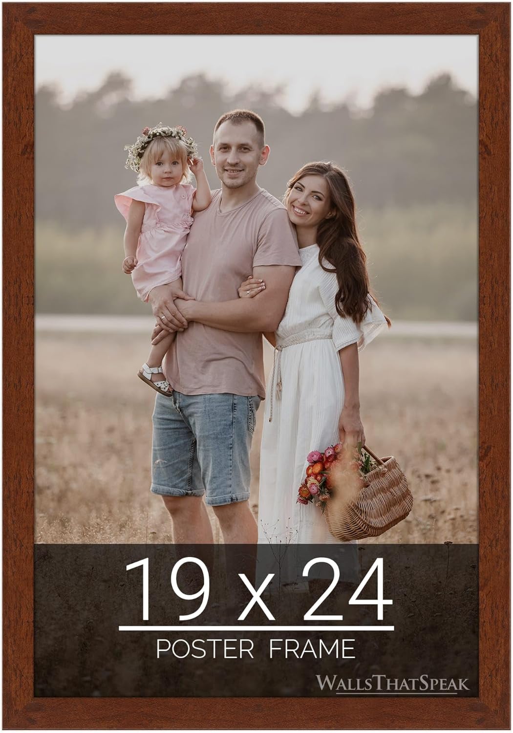 19x24 Dark Walnut Rustic Pine Picture Frame for Artwork Display
