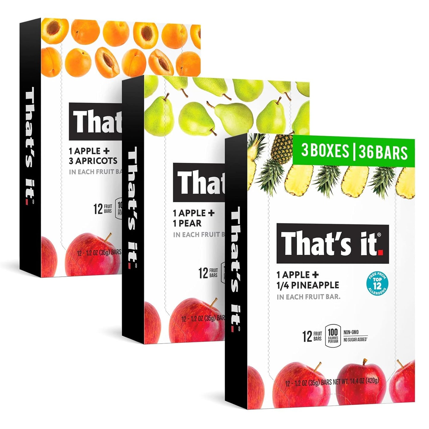 That's it. Variety Pack of 36 Real Fruit Bars for Healthy Snacking