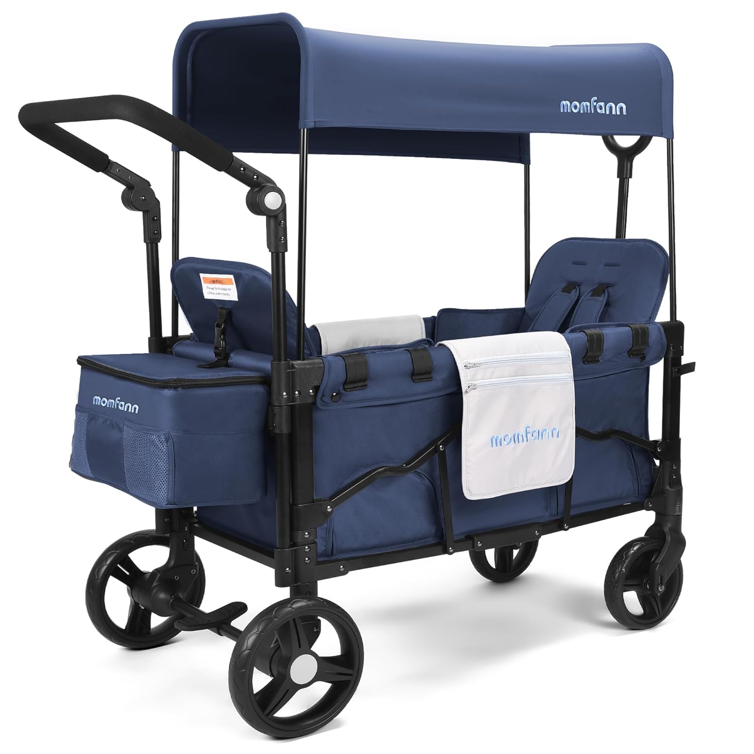Stroller Wagon for 2 Kids with Adjustable Handle and Canopy