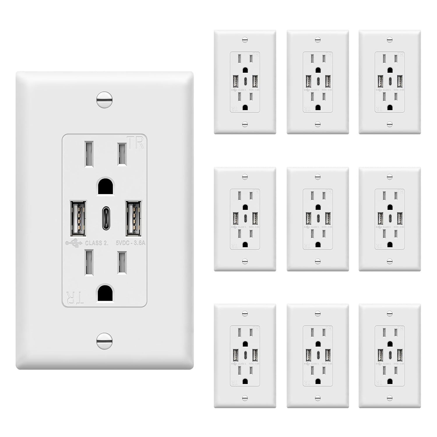 TOPGREENER USB Outlet with 3 Ports for Fast Charging Devices