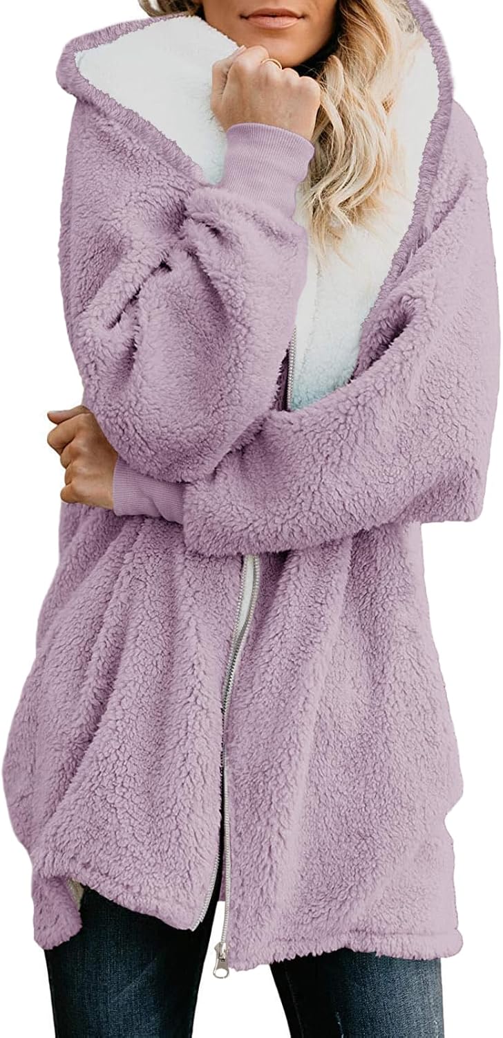 Yanekop Womens Oversized Sherpa Jacket for Cozy Winter Style