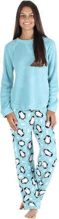 Women's Fleece Long Sleeve Pajama PJ Set - Soft Plush Warmth