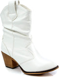 Women's Modern Western Distressed Cowboy Mid-Calf Boot - Size Up