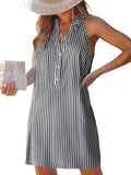 CUPSHE Womens Summer Striped Button Up Mini Dress - Casual Beach