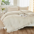 Litanika Comforter Full Size Set Beige - Fluffy Ruffle Comforter Set