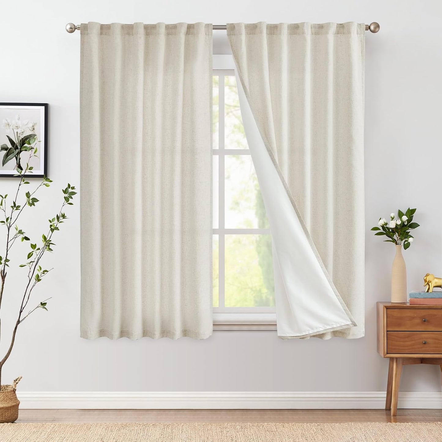 Linen Blend Curtains for Bedroom and Kitchen by Jinchan