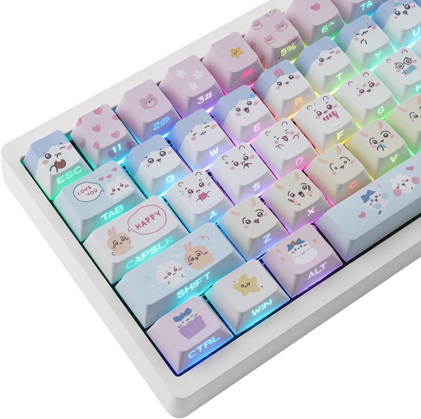 PBT Keycaps Set for Cherry MX Switches - Kawaii Cat Design