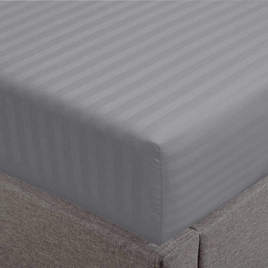 Queen Size Fitted Sheet 100% Cotton Damask Sateen Weave