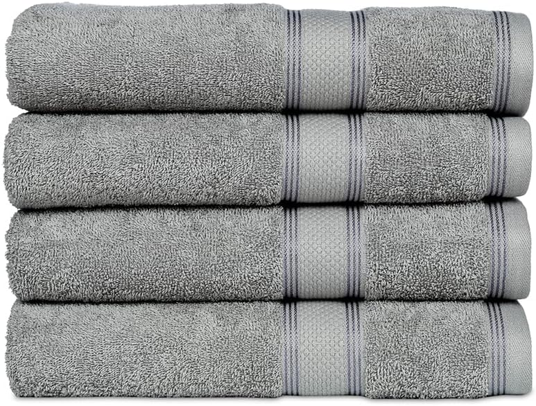 Casa Lino Silver Grey Bath Towels Set of 4 for Everyday Luxury