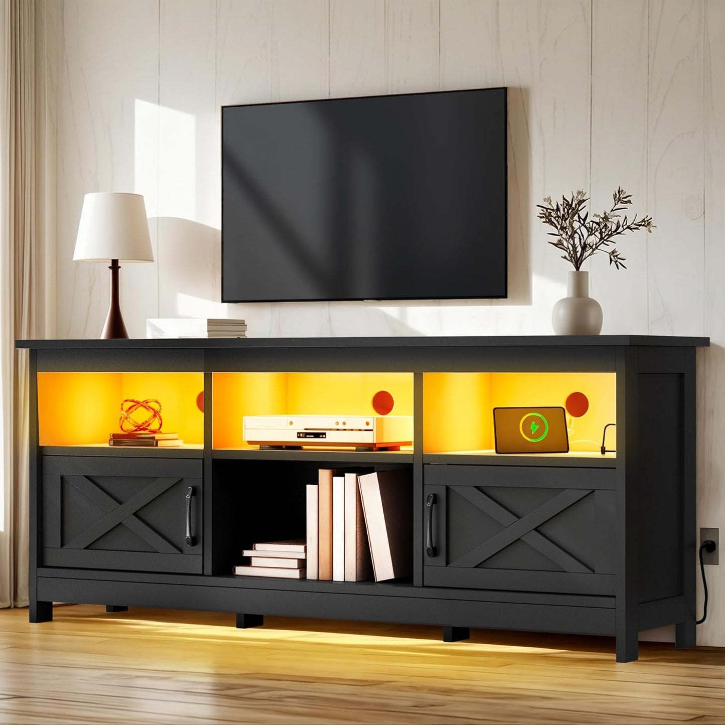 YITAHOME TV Stand for 65 Inch TVs with Storage & LED Light