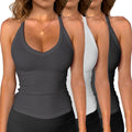 Workout Tank Tops for Women Racerback V Neck 3 Pack - Slim Fit