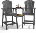 Tall Adirondack Chair Set of 2 with Removable Trays - Weather