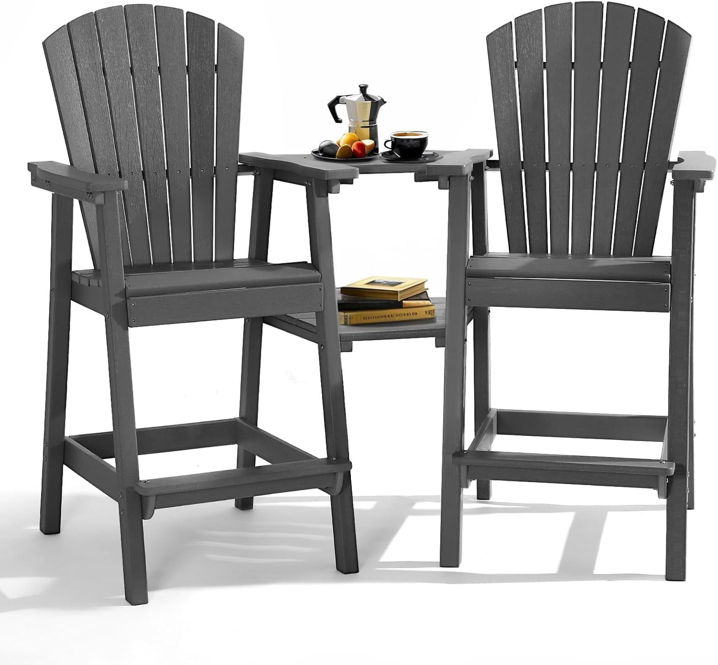 Tall Adirondack Chair Set of 2 with Removable Trays for Comfort