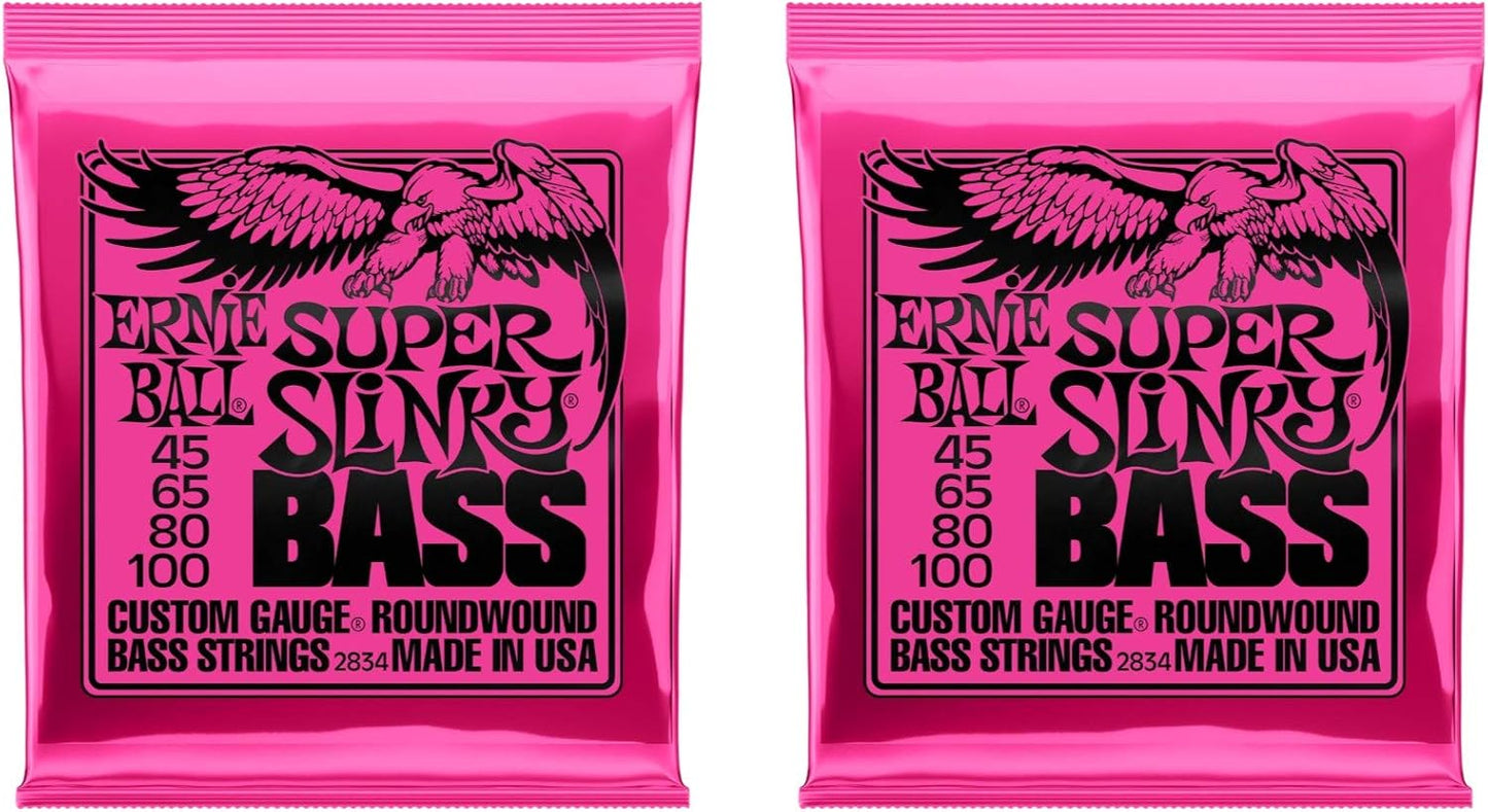 Ernie Ball P02834 Super Slinky Bass Strings 45-100, 2 Pack Review