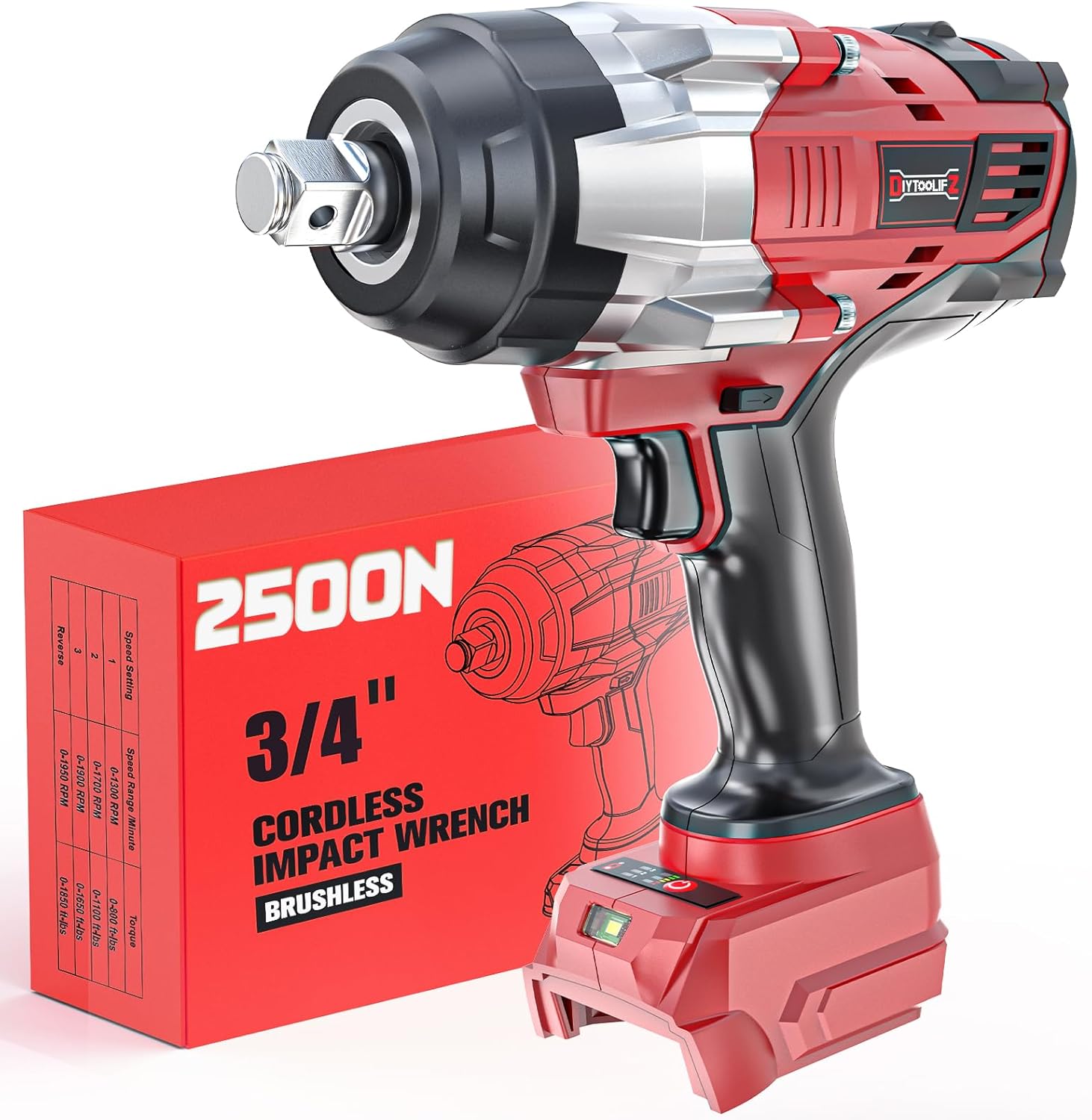3/4in Impact Wrench for Milwaukee 18V Battery with High Torque