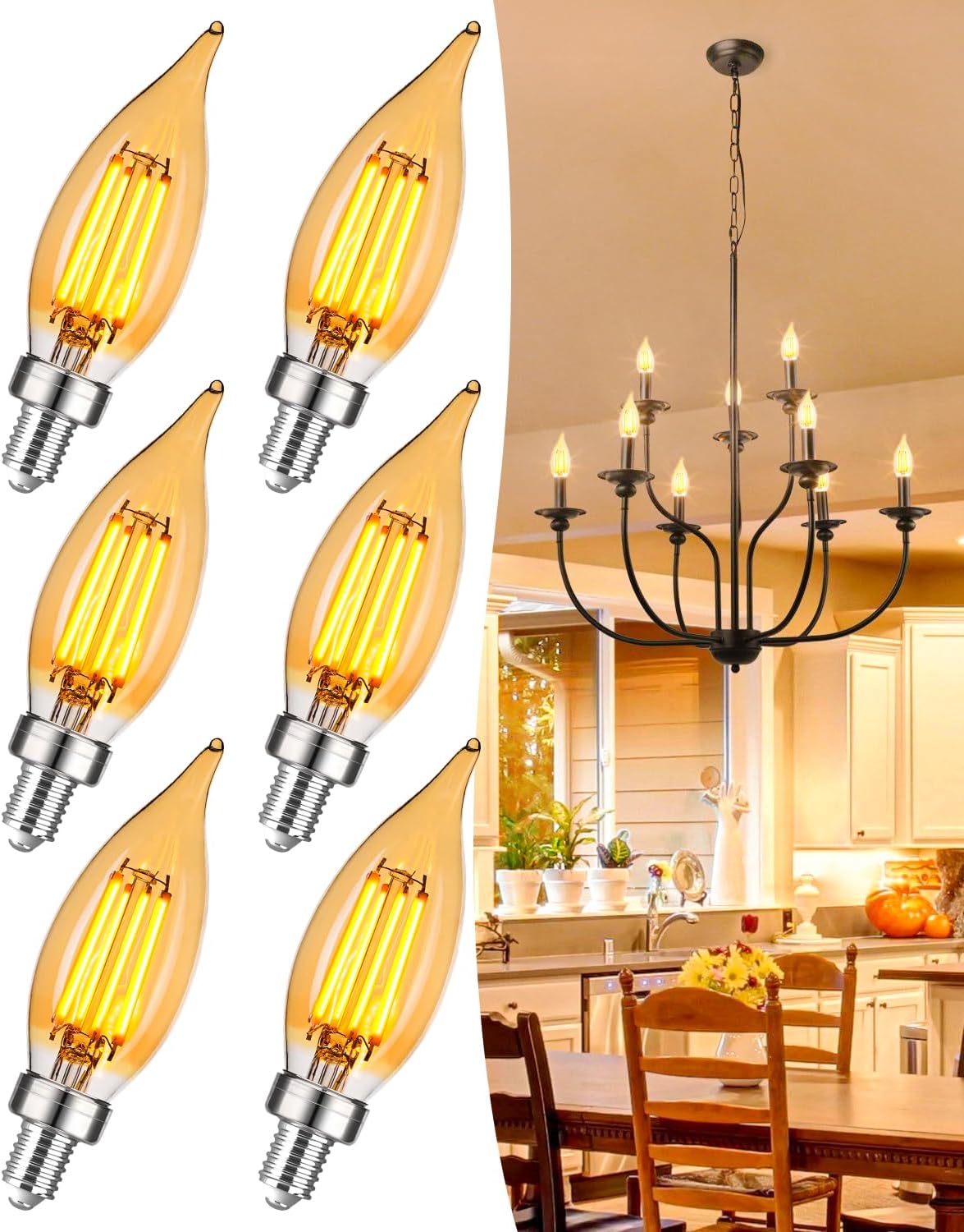 OMED E12 Candelabra LED Light Bulbs - 100W Equivalent Soft Yellow