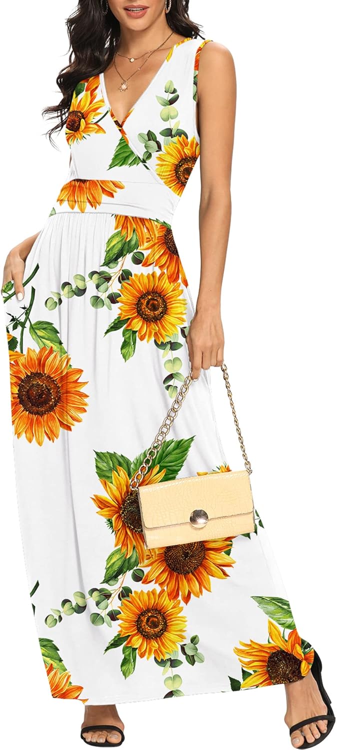 LILBETTER Women Sleeveless Deep V Neck Maxi Casual Dress Review
