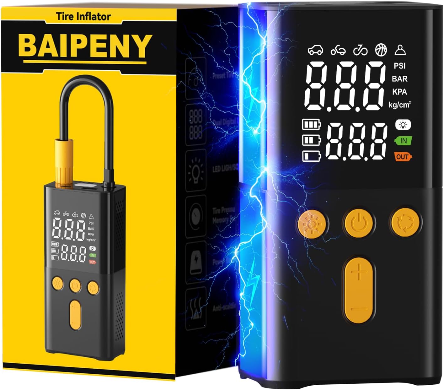 BAIPENY Portable Air Compressor: Inflate 4X Faster!