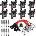 8 Pack UF262 Round Ignition Coils with Spark Plugs and Wires - Direct