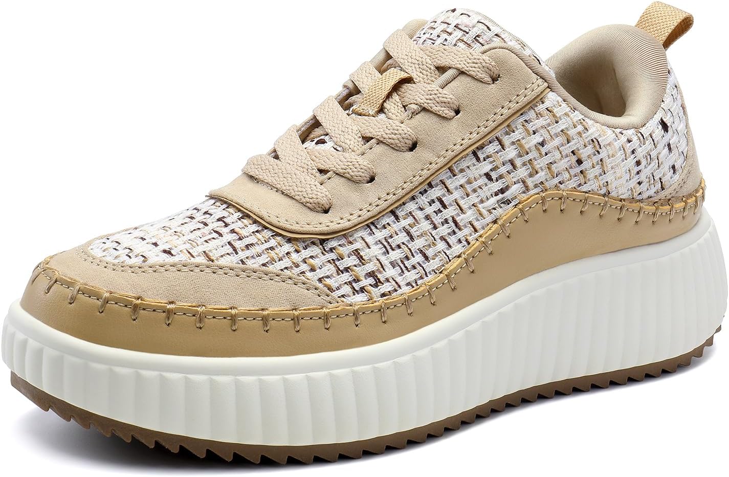 DREAM PAIRS Women Chunky City Tweed Platform Fashion Sneakers