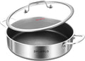 DELARLO 12 in Frying Pan Skillet with Lid - Tri-Ply Stainless Even