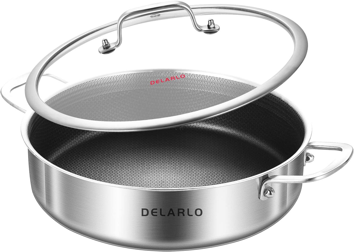 12 inch Tri-Ply Stainless Steel Frying Pan with Lid for Cooking
