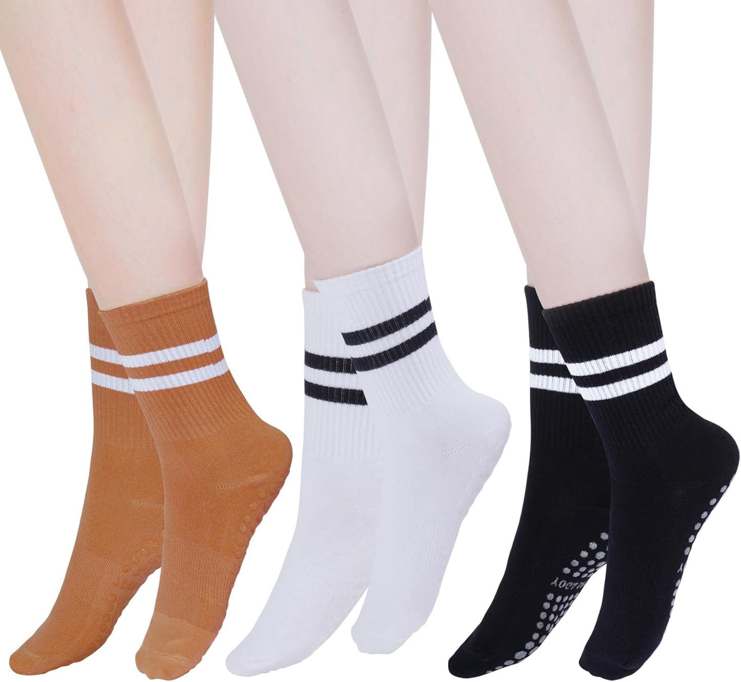Pistha 3 Pair Non Slip Pilates Socks