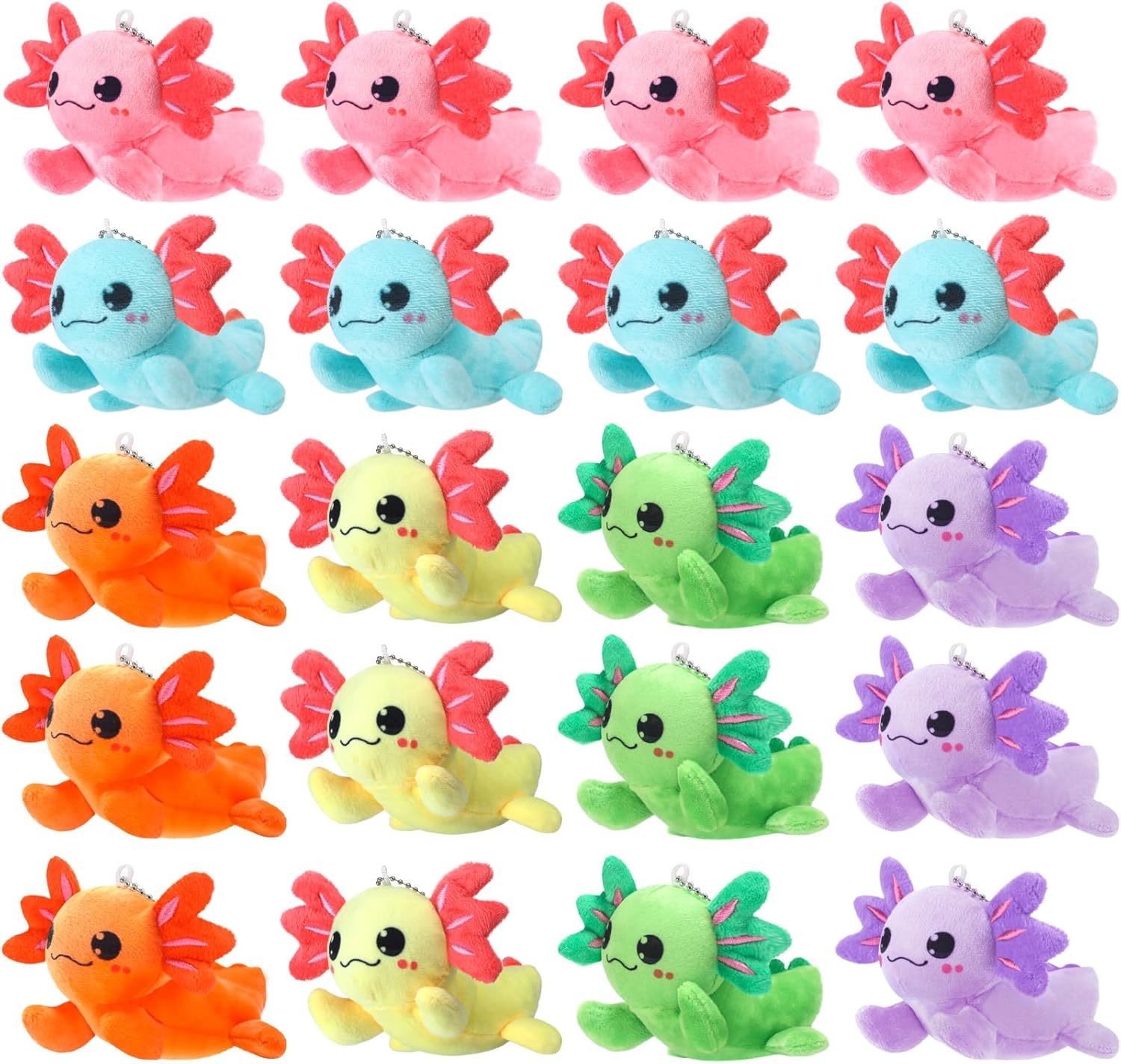 20 Pcs Mini Plush Axolotl Stuffed Animal Keychains for Fun