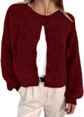 Cropped Cardigan Sweaters for Women - Chunky Knit Button Down