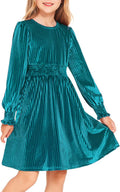 Girls Long Sleeve Velvet Midi Dress - Soft, Elegant Fall Staple