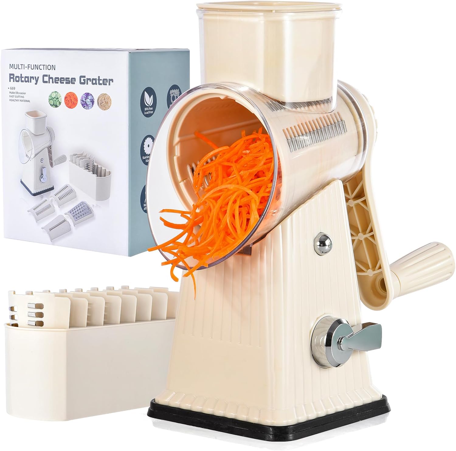 Xilrvna Rotary Cheese Grater: 5 in 1 Kitchen Essential Tool
