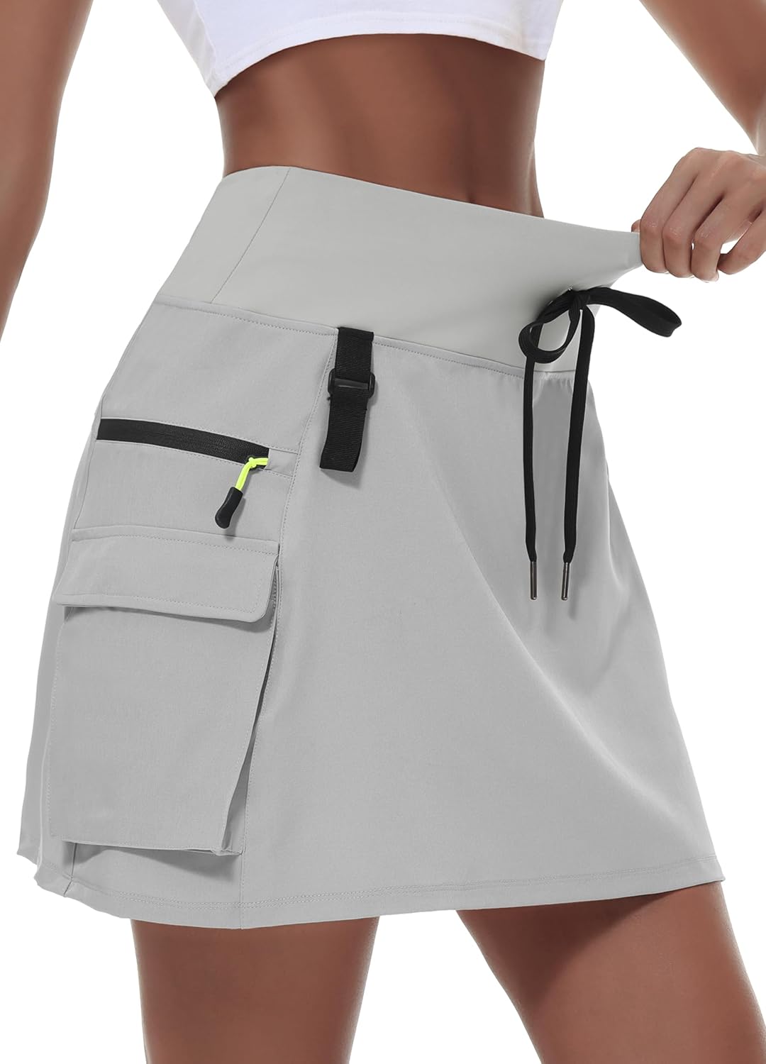 Women's Hiking Cargo Skort Skirt with Zipper Pockets for Comfort