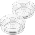 2 Pack Lazy Susan Organizer 9 in Rotating Storage - Clear 4-Bin