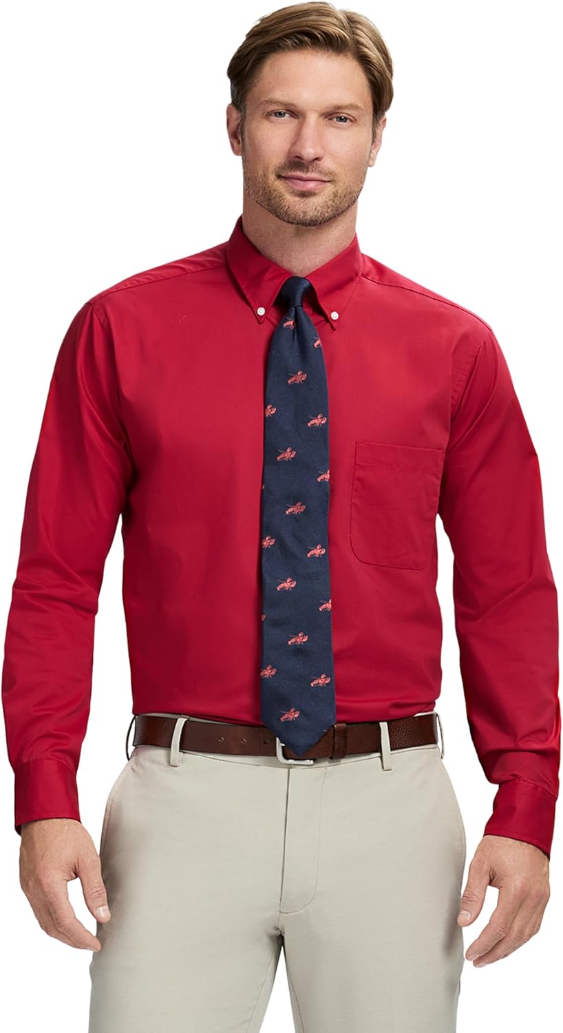 IZOD Men's Dress Shirt Regular Fit Long Sleeve Wrinkle Free