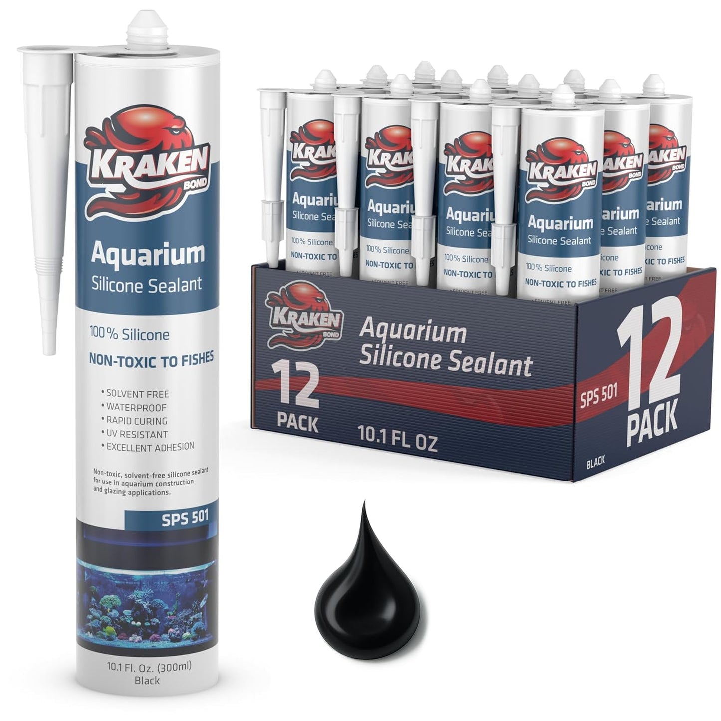 Kraken Bond Black Aquarium Silicone Sealant for Fish Tanks