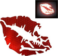 High Intensity Reflective Skull Crossbones Lips Decal - 18 in Red
