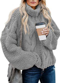 Dokotoo Womens 2025 Chunky Cable Knit Turtleneck Sweater - Cozy Layer