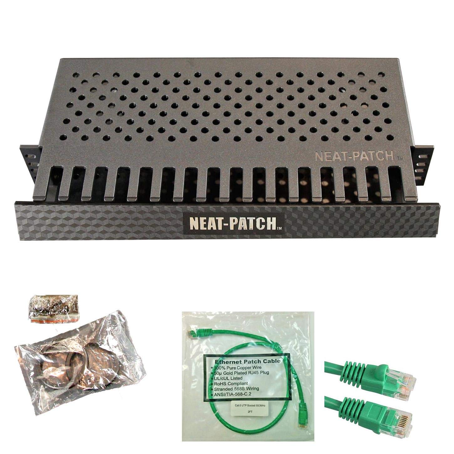 Neat Patch MINI 1U Low Profile Cable Management Kit with Cables