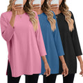 Women's Oversized 3/4 Sleeve T Shirts 3-Pack - Soft Stretch Fall Tees