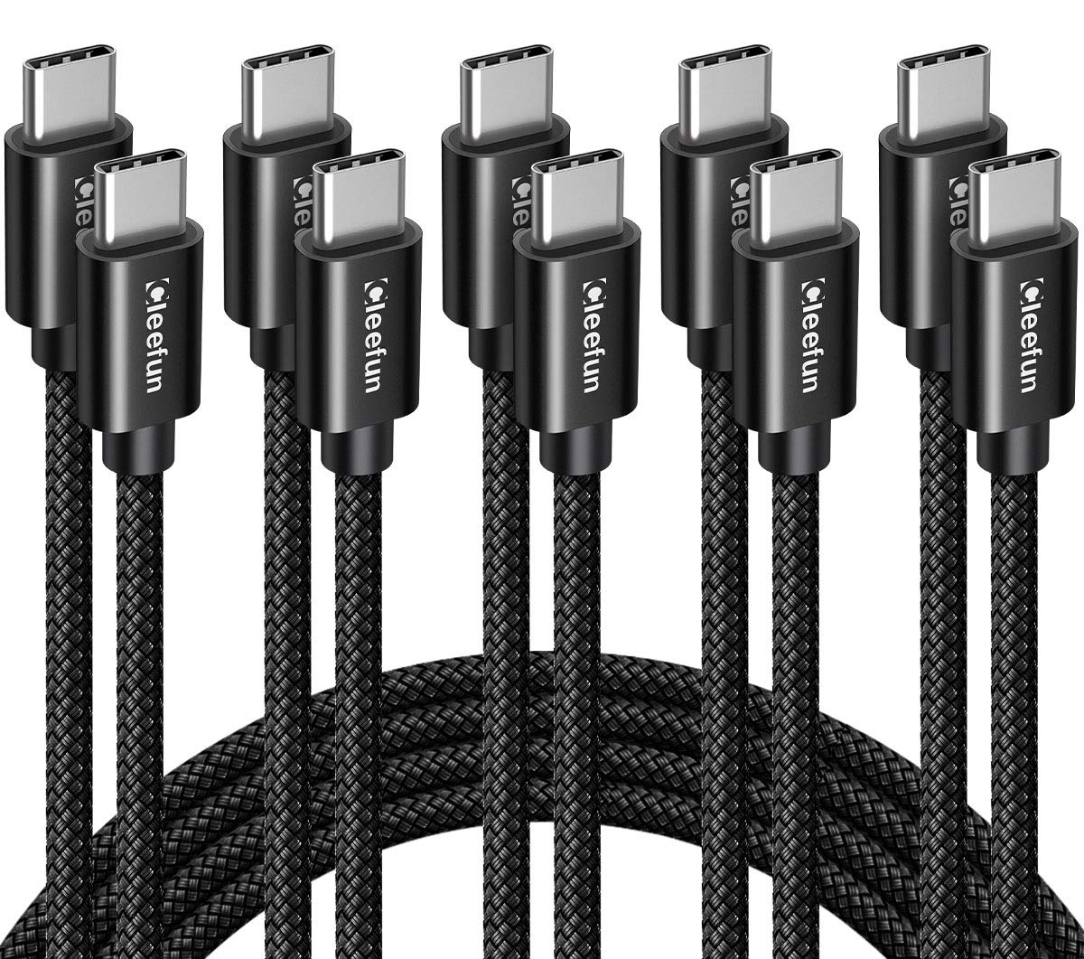 Fast Charging USB-C Cable 5-Pack for iPhone, iPad, Samsung - CLEEFUN