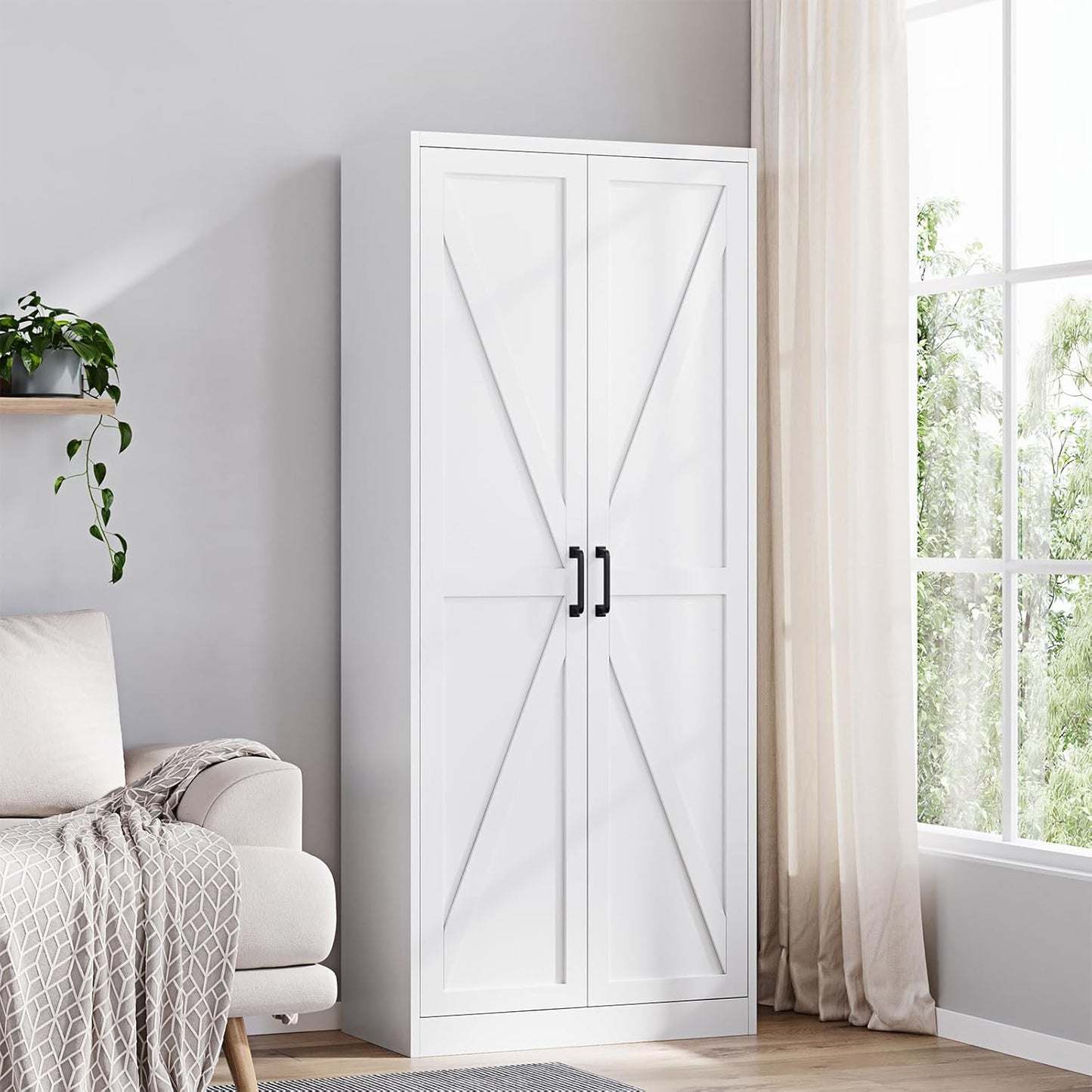Yizosh Metal Storage Cabinet with Doors and Adjustable Shelves