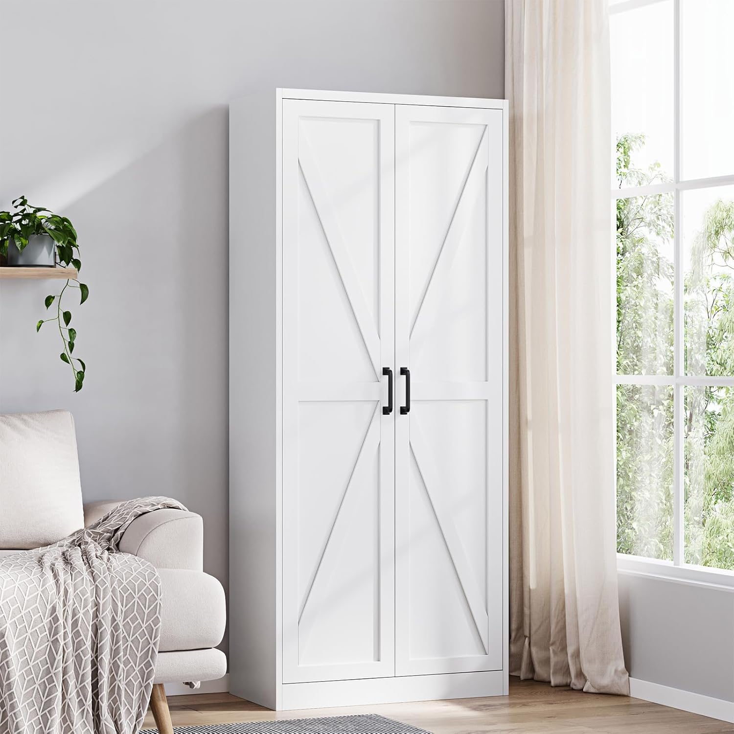 Yizosh Metal Storage Cabinet with Doors and Adjustable Shelves