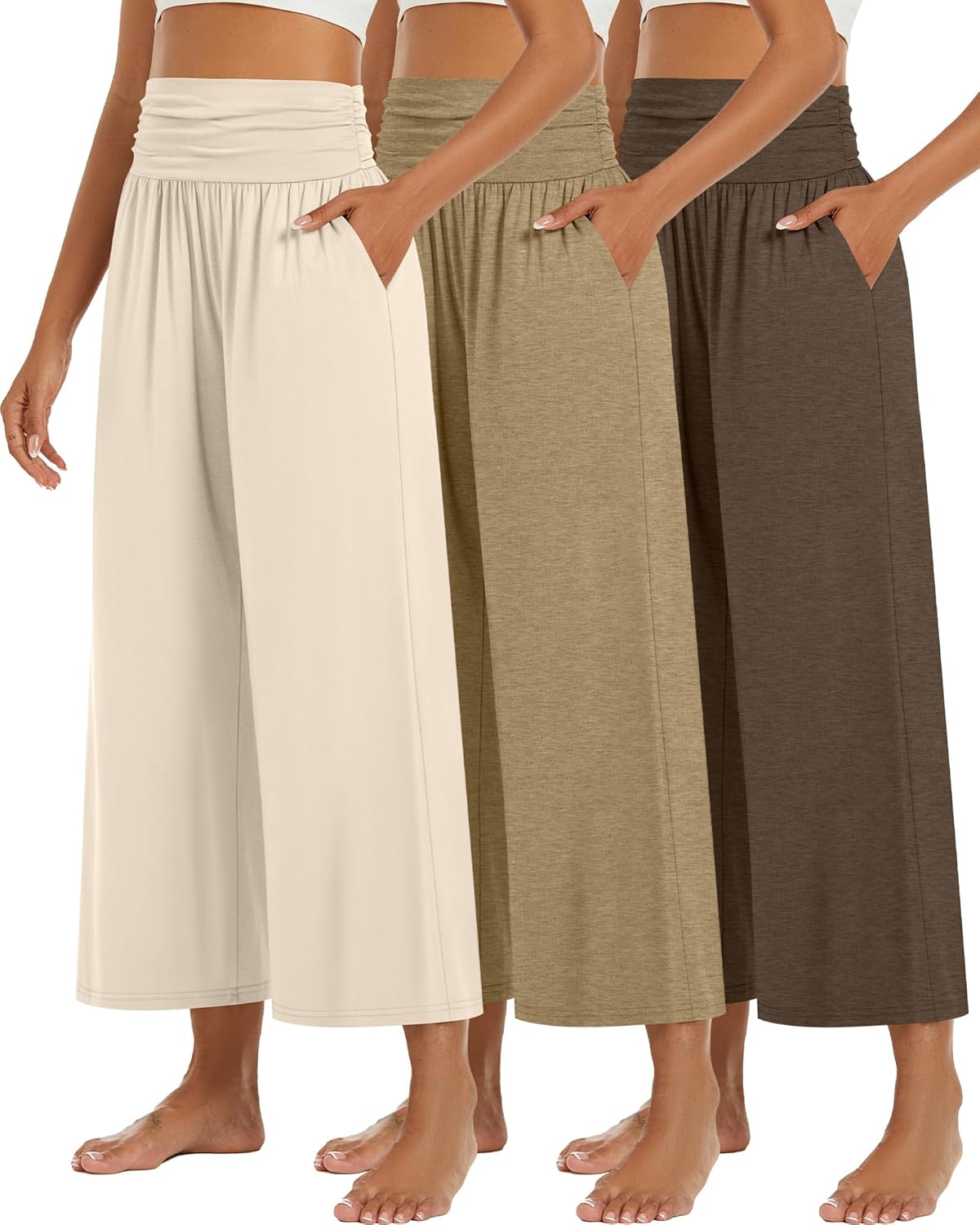 Huukeay Wide Leg Cropped Pants for Women - Stylish Comfort