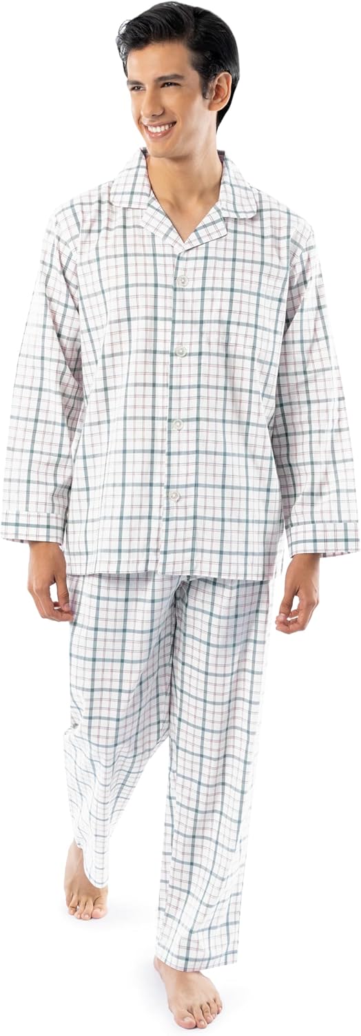 Fruit of the Loom Men's Long Sleeve Pajama Set for Comfort