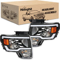 Nilight Headlights Assembly for Ford F150 2009-2014 - LED DRL, Black