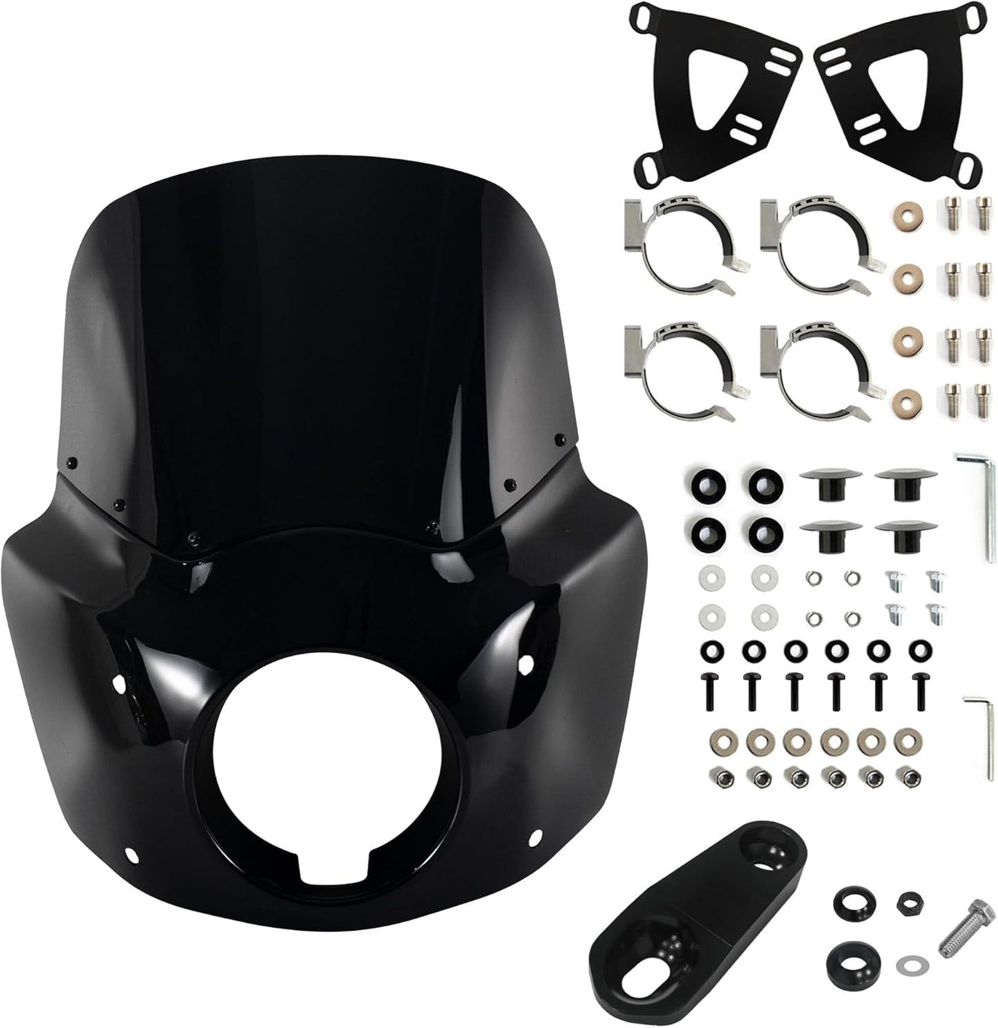 FATECIM Motorcycle 5.75 Headlight Fairing with Dark Smoke Windscreen