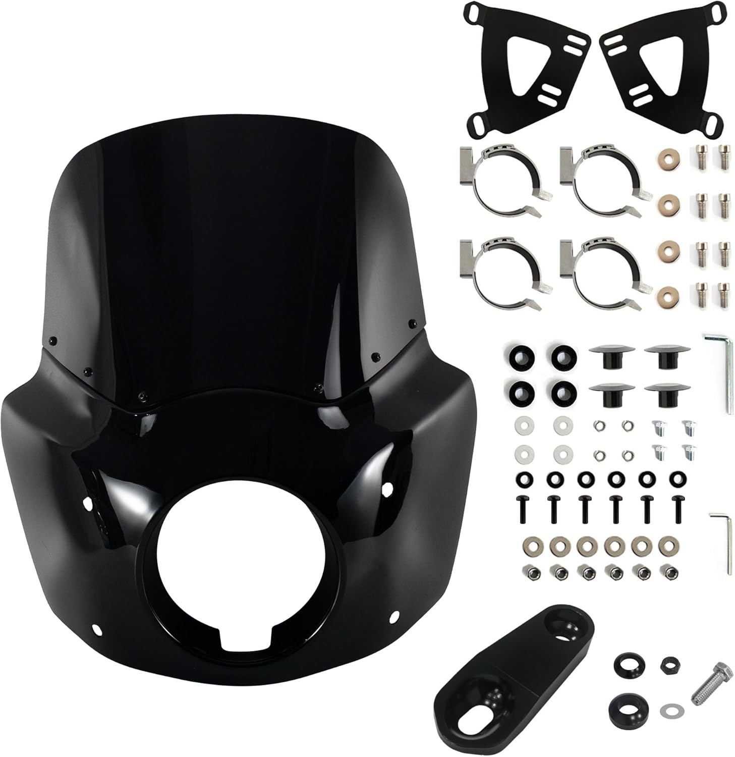 FATECIM Motorcycle 5.75 Headlight Fairing with Dark Smoke Windscreen