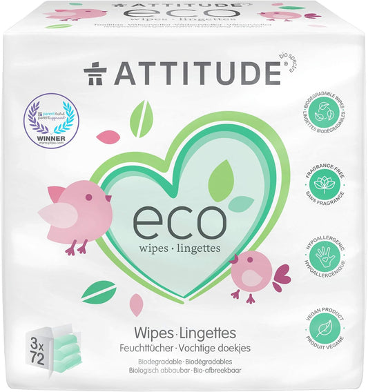 ATTITUDE Biodegradable Baby Wipes - Gentle & Vegan